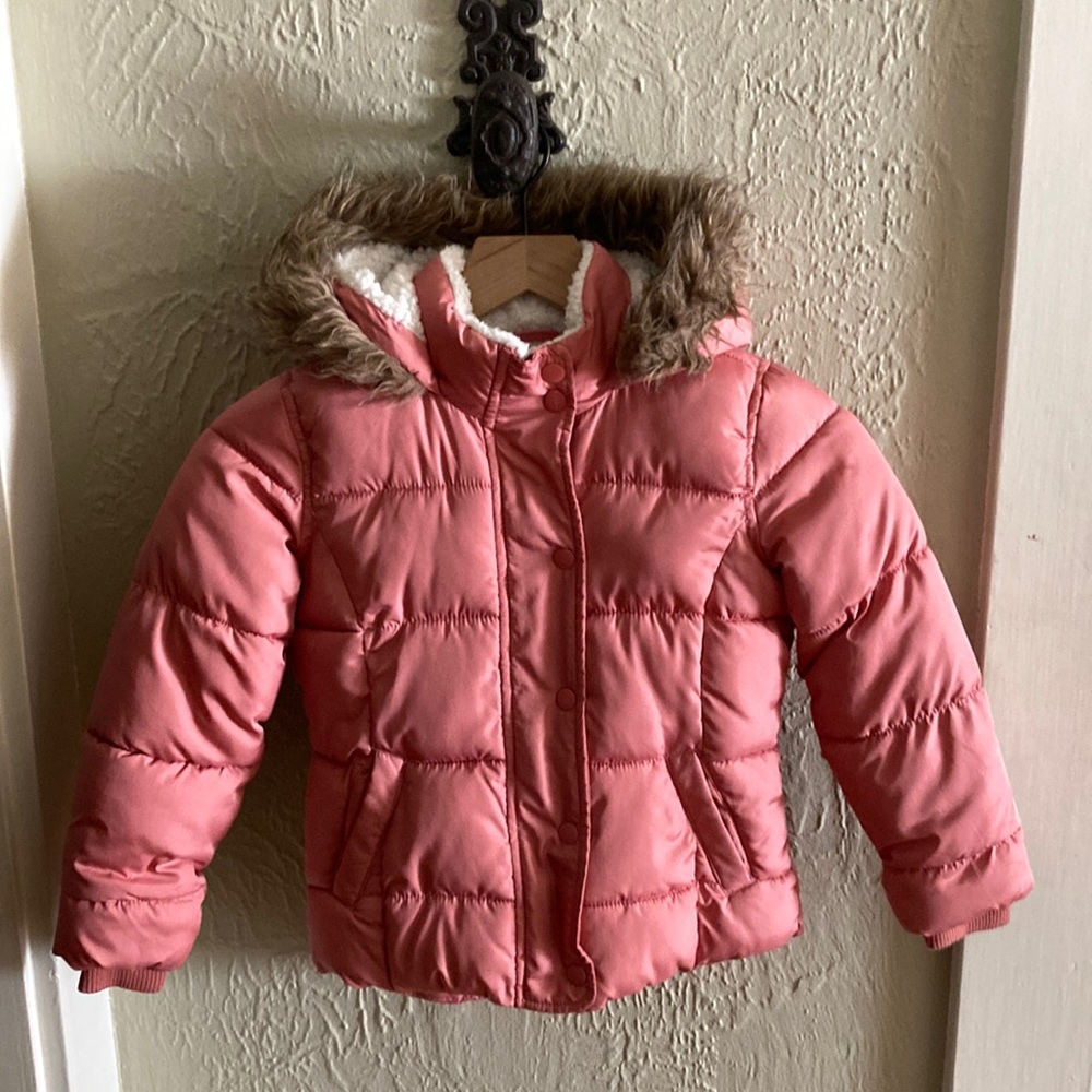 OLD NAVY Girls Jacket- warm and cozy hood,  zipper & buttons